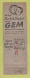 Matchbook Cover - Gem Razor Blades American Razor Brooklyn NY WWII