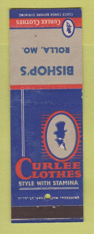 Matchbook Cover - Curlee Men's Clothes Bishop's Rolla MO