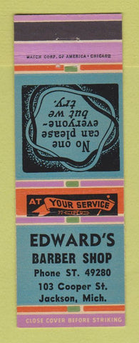 Matchbook Cover - Edward's Barber Shop Jackson MI