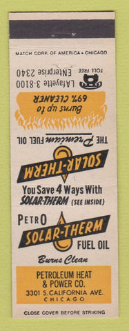 Matchbook Cover - Petro Solar Therm Fuel Oil Chicago IL