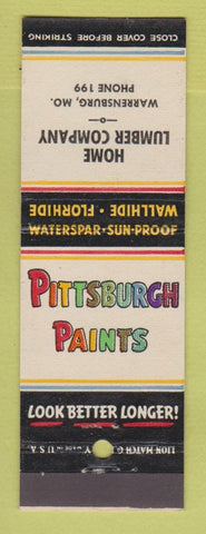 Matchbook Cover - Pittsburgh Paints Home Lumber Warrensburg MO