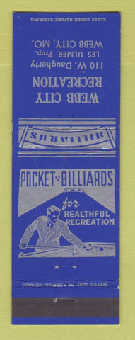 Matchbook Cover - Webb City Recreation Billiards Webb City MO