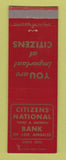 Matchbook Cover - Citizens National Bank of Los Angeles CA Hollywood WEAR