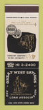 Matchbook Cover - Great West Savings and Loan Boulder Colorado