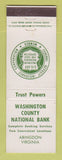 Matchbook Cover - Washington County National Bank Abingdon VA