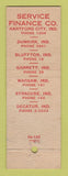 Matchbook Cover - Service Finance Company Hartford City IN Dunkirk Garrett