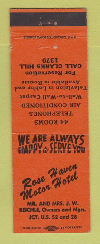 Matchbook Cover - Rose Haven Motor Hotel Clark Hill IN