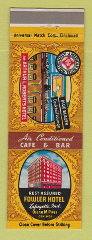 Matchbook Cover - Fowler Hotel Lafayette IN