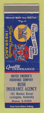 Matchbook Cover - Bush Insurance Agency Phoenix London Group Lexington KY