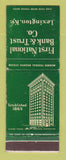 Matchbook Cover - First National Bank Lexington KY WEAR