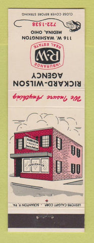 Matchbook Cover - Rickard Wilson Insurance Real Estate Medina OH