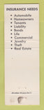 Matchbook Cover - Rickard Wilson Insurance Real Estate Medina OH
