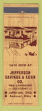 Matchbook Cover - Jefferson Savings and Loan Jefferson OH Andover