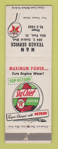 Matchbook Cover - M&M Texaco oil gas Villa Park IL WEAR