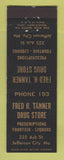 Matchbook Cover - Fred Tanner Drug Store Jefferson City MO