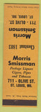 Matchbook Cover - Morris Smissman Liquor Tobacco St Louis MO