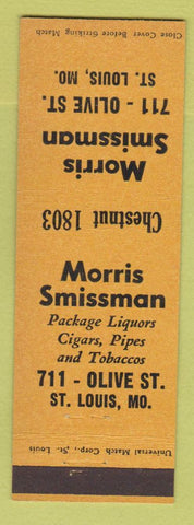 Matchbook Cover - Morris Smissman Liquor Tobacco St Louis MO
