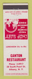 Matchbook Cover - Canton Restaurant Chinese Albany NY