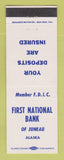 Matchbook Cover - First National Bank Juneau AK