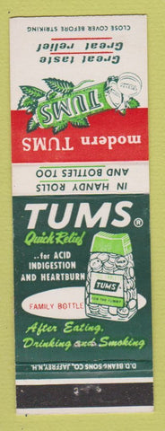 Matchbook Cover - Tums Antacid DD Bean