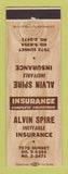 Matchbook Cover - Alvin Spire Insurance Los Angeles? CA