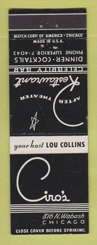Matchbook Cover - Ciro's Chicago IL restaurant