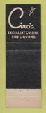 Matchbook Cover - Ciro's Chicago IL restaurant