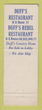 Matchbook Cover - Duff's Rebel Restaurant Winchester VA