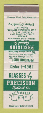 Matchbook Cover - Precision Optical Cleveland OH