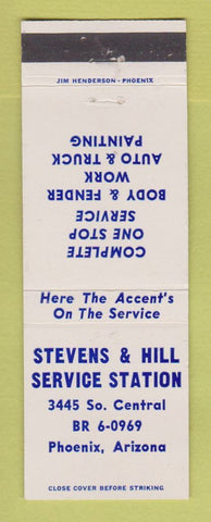 Matchbook Cover - Stevens & Hill Service oil gas Phoenix AZ