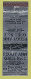 Matchbook Cover - Peggy Ann Grill Dalton GA WEAR