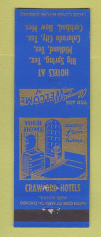 Matchbook Cover Crawford Hotels Big Spring Midland Colorado City TX Carlsbad NM