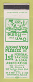 Matchbook Cover - 1st Federal Savings and Loan Anchorage AK