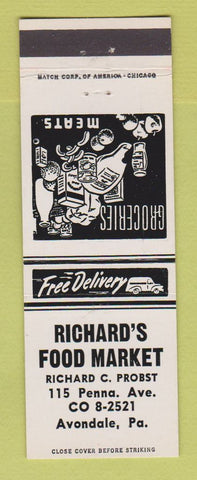 Matchbook Cover - Richard's Food Market Grocery Avondale PA