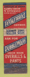 Matchbook Cover - Dubbleware Work Clothes Lion Canada 1929 WORN