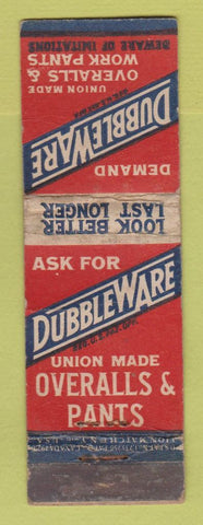 Matchbook Cover - Dubbleware Work Clothes Lion Canada 1929 WORN