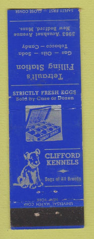 Matchbook Cover - Tetrault's oil gas Clifford Kennels New Bedford MA