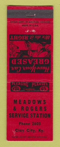 Matchbook Cover - Meadows & Rogers Service oil gas Clay City KY