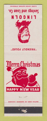 Matchbook Cover - Lincoln Savings and Loan Cleveland OH Abraham Christmas WEAR