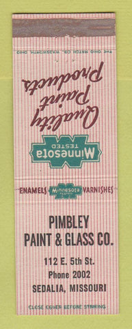 Matchbook Cover - Minnesota Tested Paints Pimbley Glass Sedalia MO