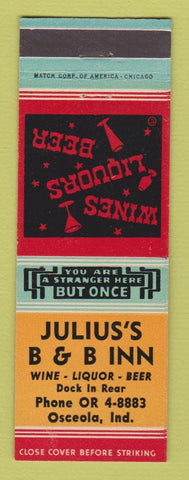 Matchbook Cover - Julius's B&B Inn Osceola IN