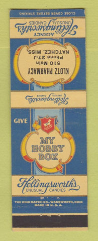 Matchbook Cover - Hollingsworth's Candy Klotz Drug Natchez MS