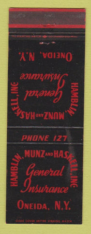 Matchbook Cover - Hamblin Munz Haskell Insurance Oneida NY
