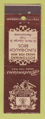 Matchbook Cover - Bostonian Mens Shoes Flinchbaugh Bros York PA