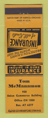 Matchbook Cover - Tom McManamon Insurance