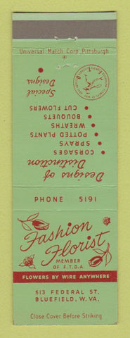 Matchbook Cover - Fashion Florist Flowers Bluefield WV