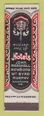 Matchbook Cover - Hotels John Marshall Richmond VA Wm Byrd Murphy