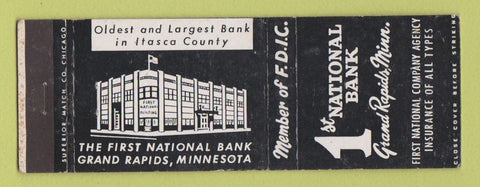 Matchbook Cover - 1st National Bank Grand Rapids MN