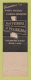 Matchbook Cover - Federal Savings and Loan Pasadena CA