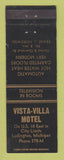 Matchbook Cover - Vista Villa Motel Ludington MI WEAR